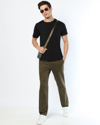 Men Striped Tapered Fit Flat-Front Trousers