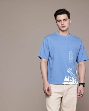 Men Graphic Print Oversized Fit Crew-Neck T-Shirt