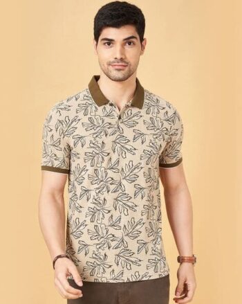 Men Floral Slim Fit Polo T-Shirt