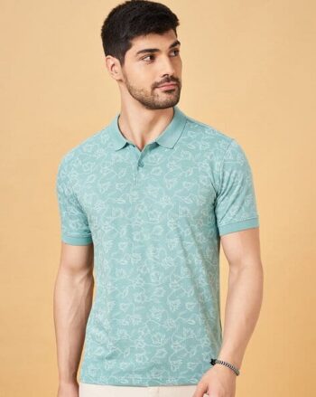 Men Floral Print Slim Fit Polo T-Shirt