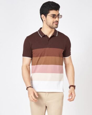 Men Striped Slim Fit Polo T-Shirt