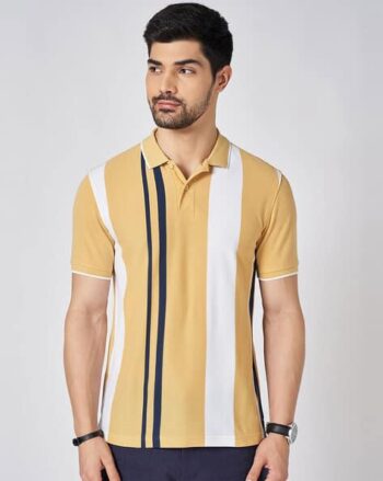 Men Striped Slim Fit Polo T-Shirt