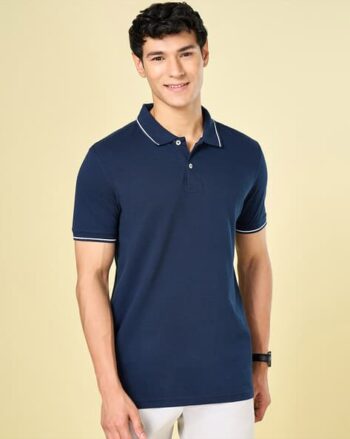 Men Slim Fit Polo T-Shirt with Contrast Taping