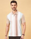 Men Striped Slim Fit Polo T-Shirt
