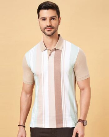 Men Striped Slim Fit Polo T-Shirt