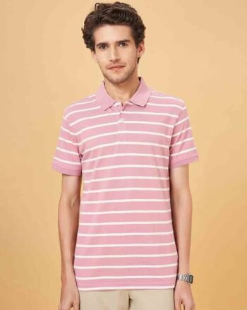 Men Slim Fit Striped Polo T-Shirt