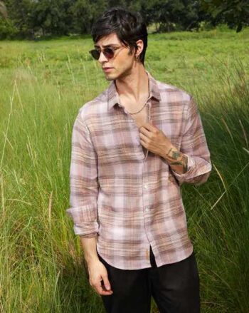 Cotton Shirt with Mandarin Collar