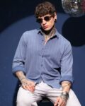Men Checked Slim Fit Shirt with Curved Hem