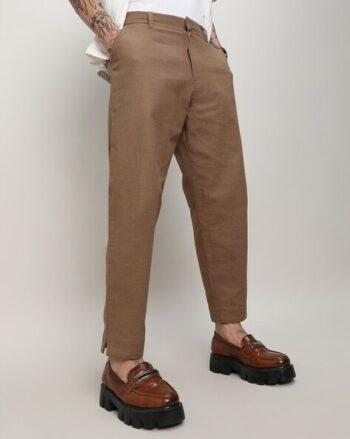 Men Relaxed Fit Flat-Front Trousers