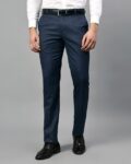 Men Slim Fit Flat Front Trousers with Insert Pockets