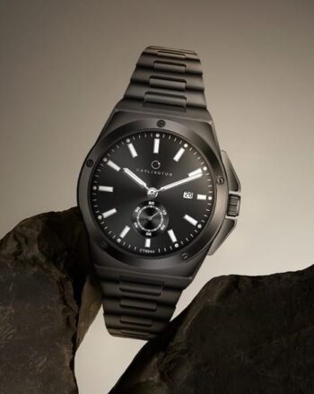 Men Legacy 9944 Black Analogue Watch with Push-Button Clasp
