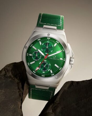 Men Legacy-9966-Silver-Green Analogue Watch with Tang Buckle