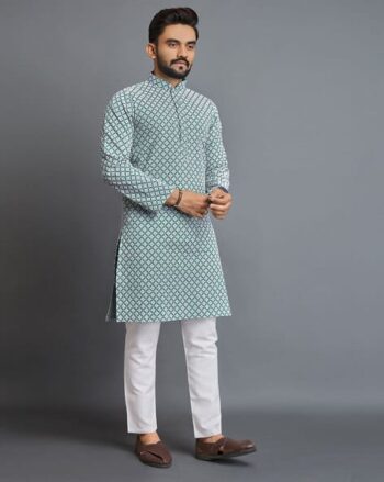 Men Embroidered Regular Fit Long Kurta