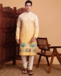 Men Floral Pattern Regular Fit Long Kurta