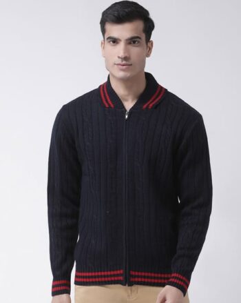 Zip-Front Cardigan with Ribbed Hem