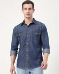 Men Solid Linen Shirt with Patch Pockets