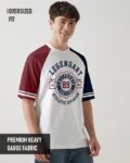 Men Typographic Print Oversized Crew-Neck T-Shirt