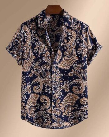 Men Paisley Slim Fit Shirt with Spread Collar