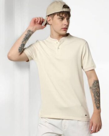 Men Regular Fit Henley T-Shirt