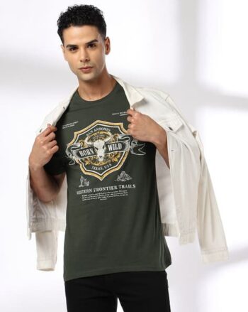 Men Graphic Print Regular Fit Crew-Neck T-Shirt
