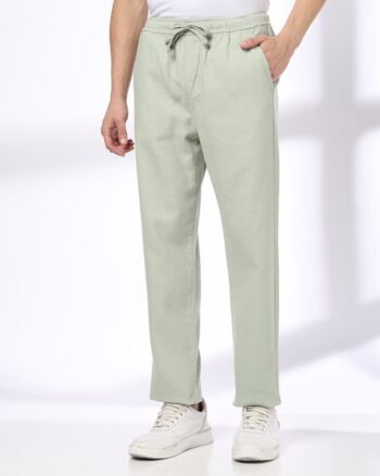 Men Flat Front Relaxed Fit Trousers