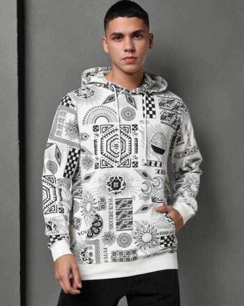 Men Regular Fit Hoodie with Drawstrings & Kangaroo Pockets