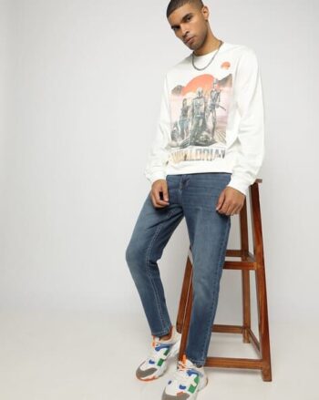 Men Brand Print Regular Fit Hoodie with Kangaroo Pockets