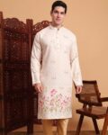 Men Floral Print Regular Fit Long Kurta