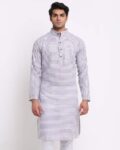 Men Striped Regular Fit Kurta with Patch Pocket
