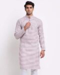 Men Striped Regular Fit Kurta with Patch Pocket