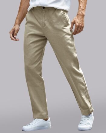 Men Relaxed Fit Flat-Front Chinos