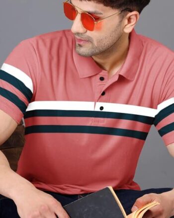 Men Stripes Regular Fit Polo T-shirt