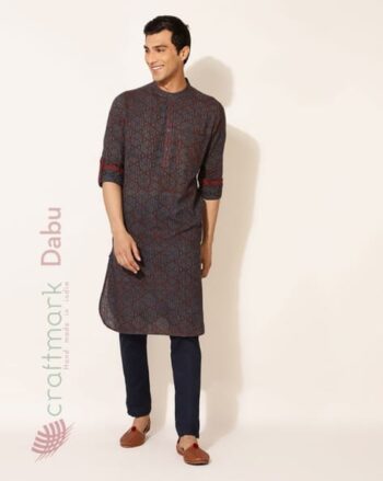 Geometric Print Slim Fit Long Kurta