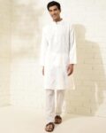 Men Striped Relaxed Fit Long Kurta with Mandarin Collar