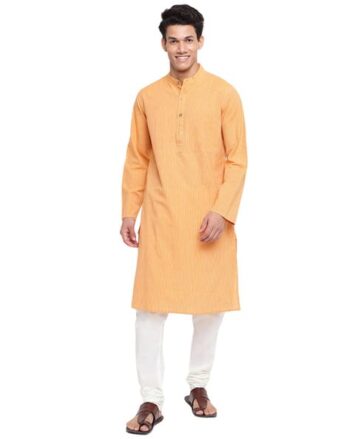 Striped Long Kurta with Patch Pocket
