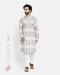 Ikat Slim Fit Long Kurta with Patch Pocket