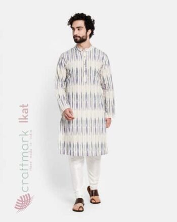 Ikat Slim Fit Long Kurta with Patch Pocket