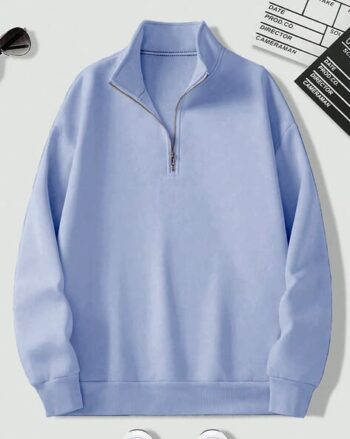 Men Long Sleeve Regular Fit Zipper Hooded T-Shirt