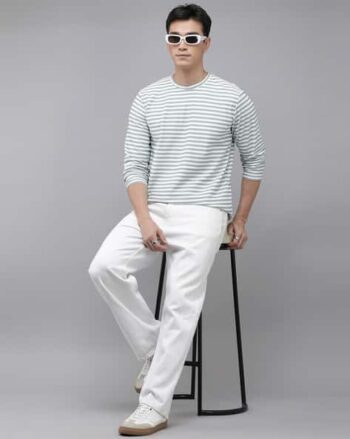 Men Striped Regular Fit Crew-Neck T-Shirt