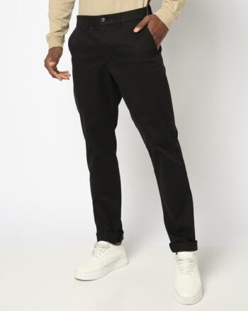 Men Slim Fit Flat-Front Pants