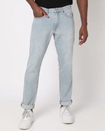 Men Heavily Washed Slim Fit Jeans