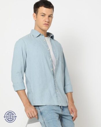 Men Leaf Print Regular Fit Cotton Shirt