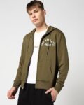 Logo Print Regular Fit Hoodie with Kangaroo Pocket