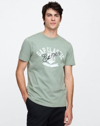 Men Brand Print Slim Fit Crew-Neck T-Shirt