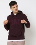 Men Regular Fit Hoodie with Drawstrings & Kangaroo Pockets