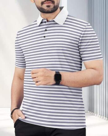 Men Striped Regular Fit Polo T-Shirt