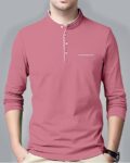 Regular Fit Solid Henley-Neck T-shirt