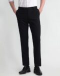 Men Regular Fit Flat-Front Trousers