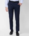 Men Checked Tapered Fit Flat-Front Trousers