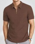 Men Regular Fit Polo T-Shirt with Half-Zip Closure